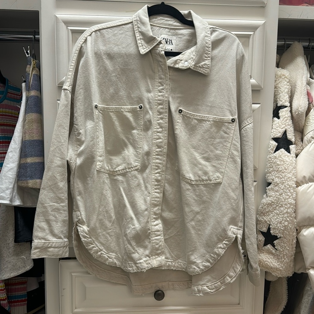 Zara denim button down tunic/top